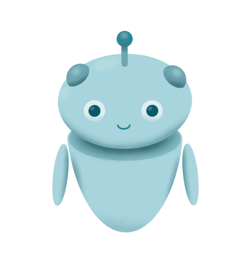 Avatar chatbot robot bleu clair